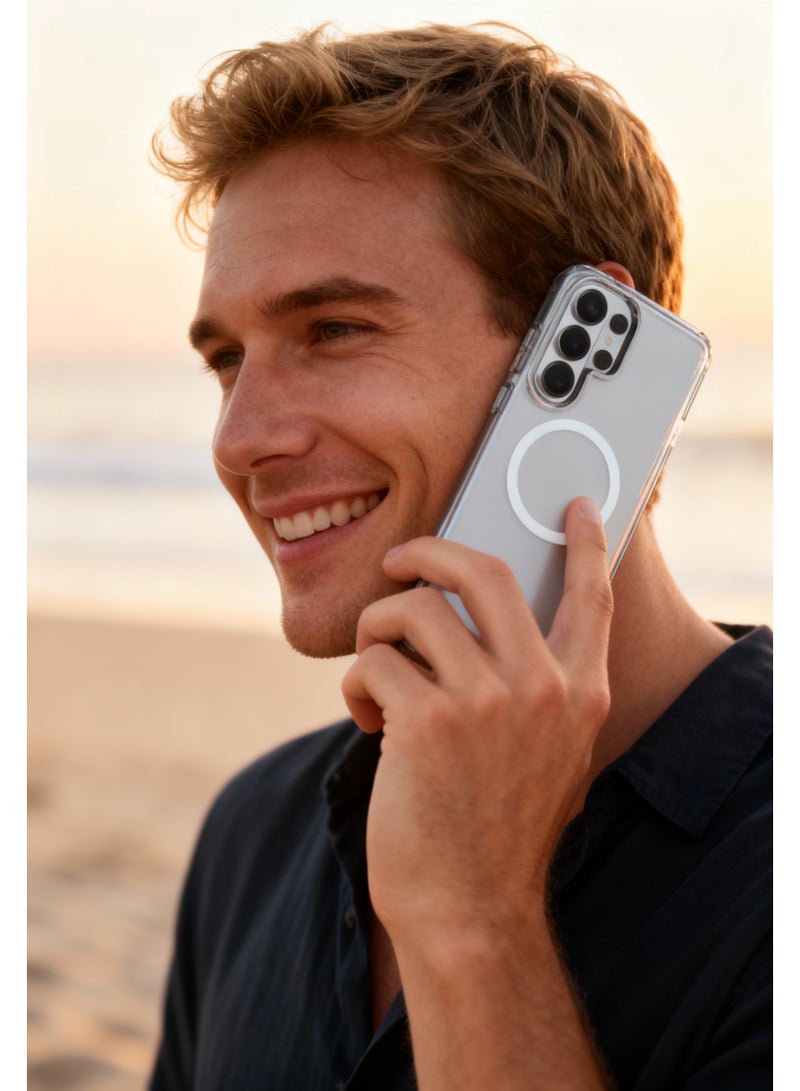 ليفيلو حافظة سامسونج S26 الترا متوافقة مع MagSafe، تتميز بصلابة الكريستال، وإطار معدني مرتفع، مع حواف مقاومة للصدمات، ومصنوعة من بولي كربونات شفاف بسماكة 2.0 ملم مع تقنية Ever-Clear للوضوح الدائم. - Image 2